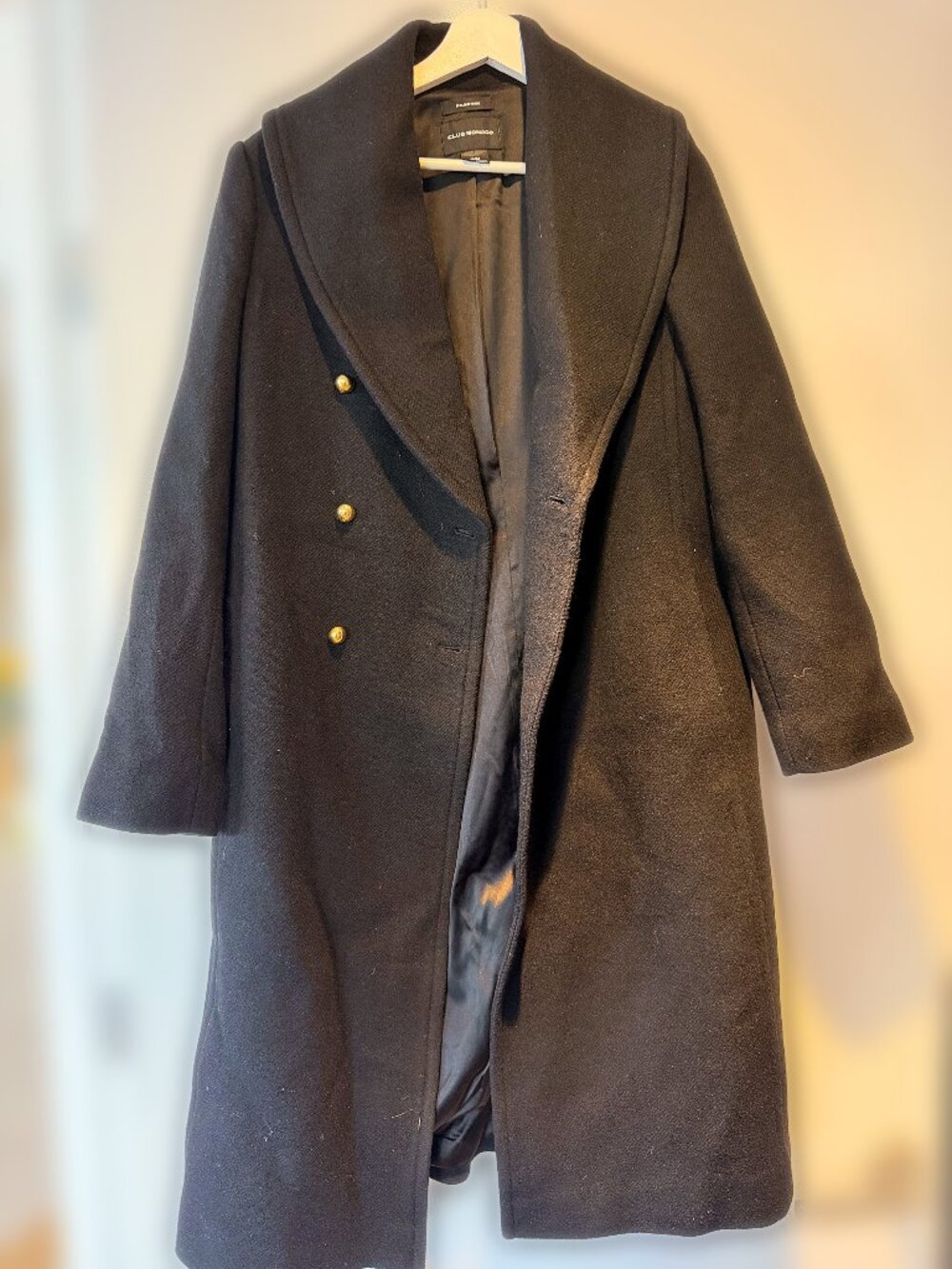Club Monaco Olive Italian Wool Double Breasted Coat XS